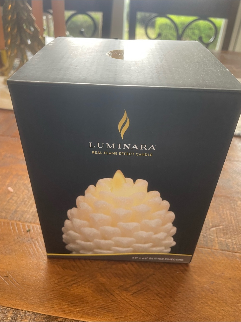 Glitter Pinecone Shaped Decorative Candle - Ivory White - Picture 3 of 10